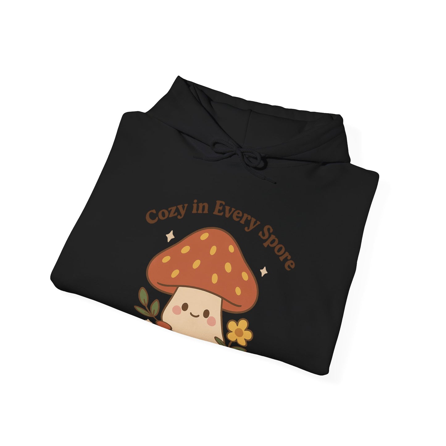 Cozy Mushroom Hoodie - Unisex Heavy Blend™ Sweatshirt with 'Cozy in Every Spore' Design