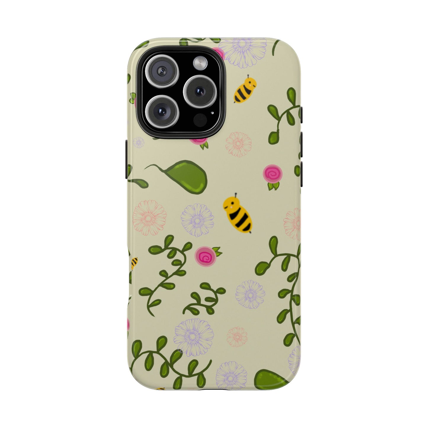 Phone Case - Bees and Flowers Seamless Pattern