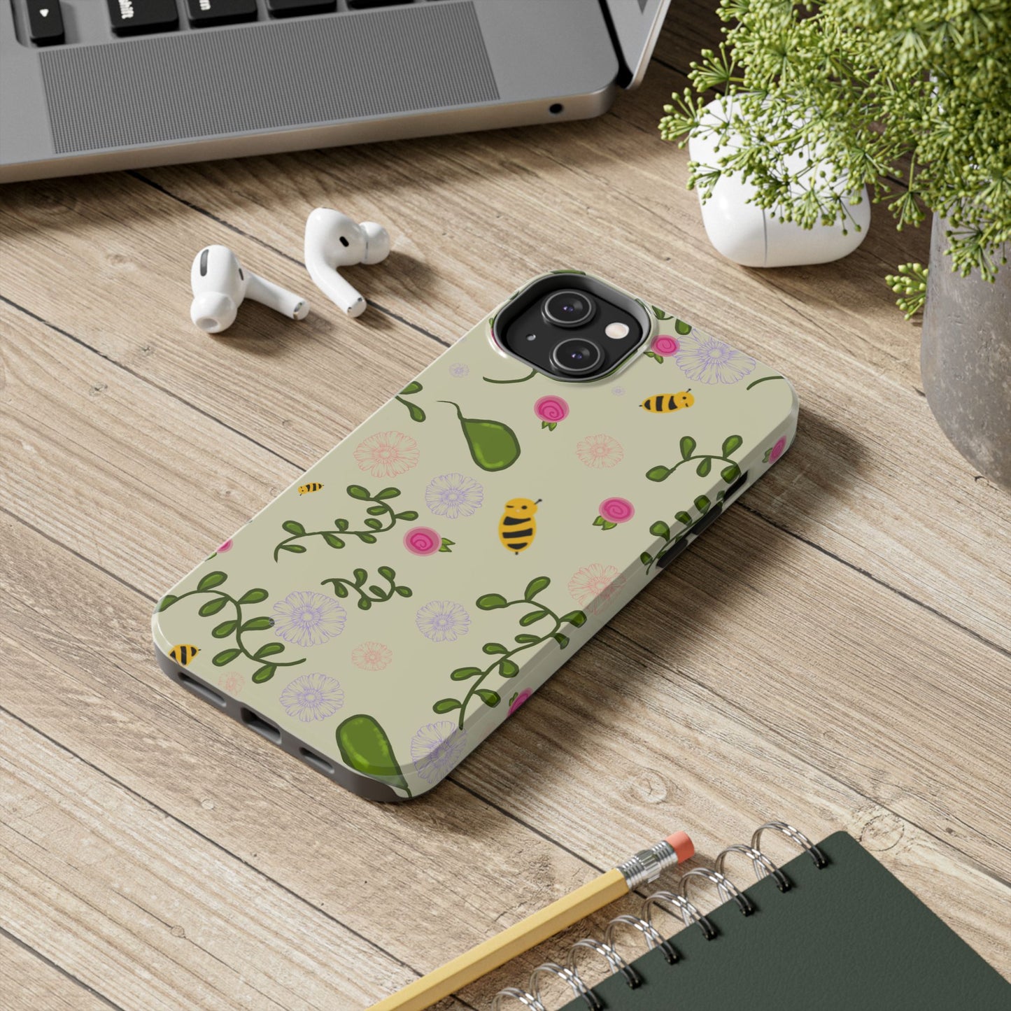 Phone Case - Bees and Flowers Seamless Pattern