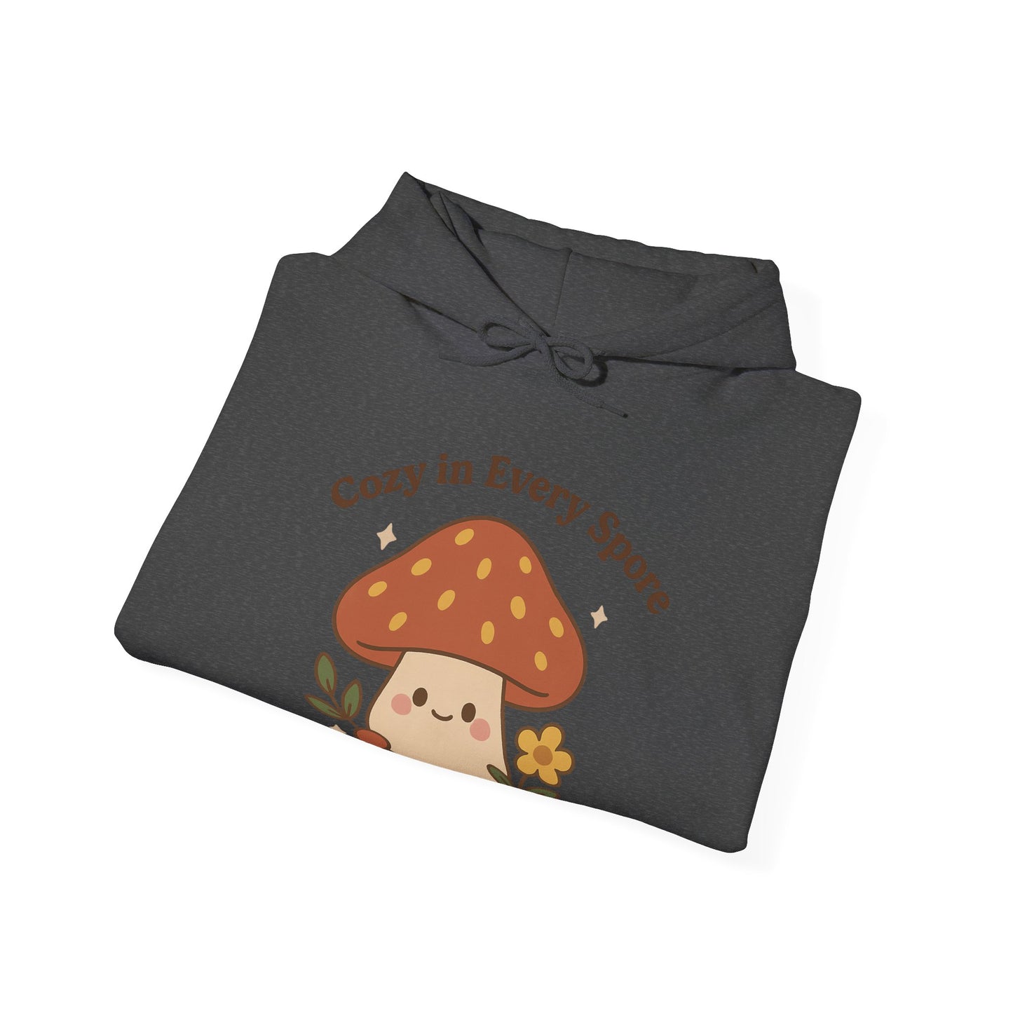 Cozy Mushroom Hoodie - Unisex Heavy Blend™ Sweatshirt with 'Cozy in Every Spore' Design