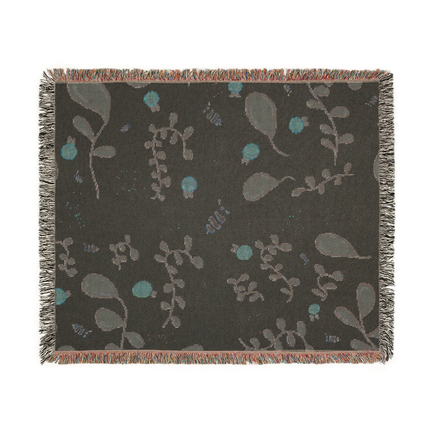 Woven Blanket - Botanical Cozy Throw with Floral and Bee Design
