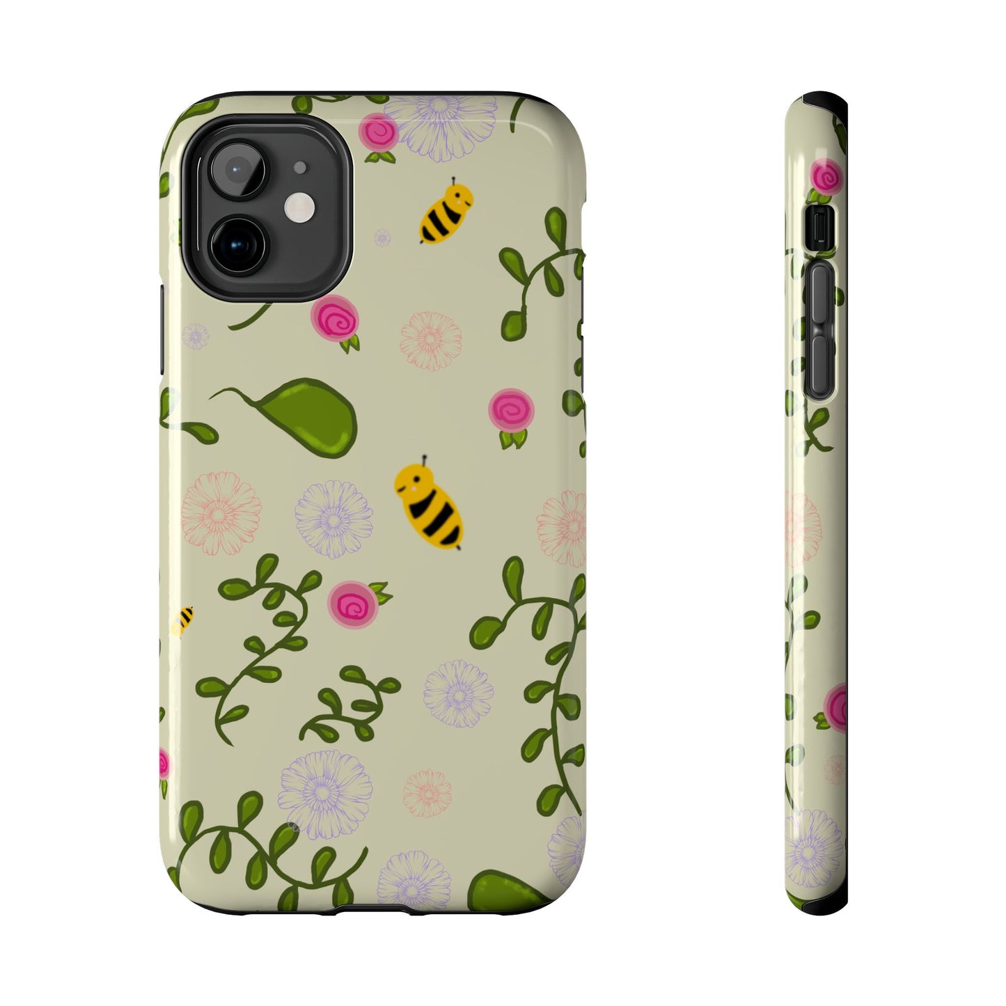 Phone Case - Bees and Flowers Seamless Pattern