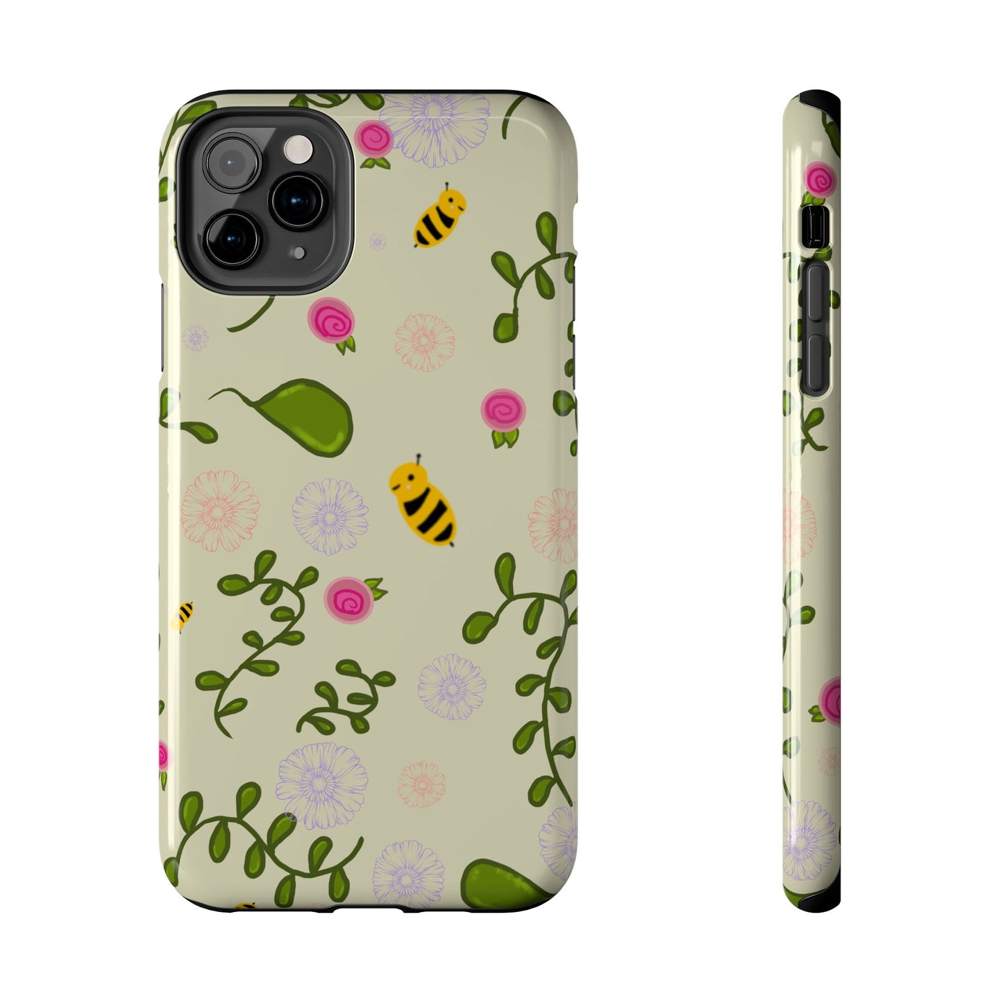 Phone Case - Bees and Flowers Seamless Pattern
