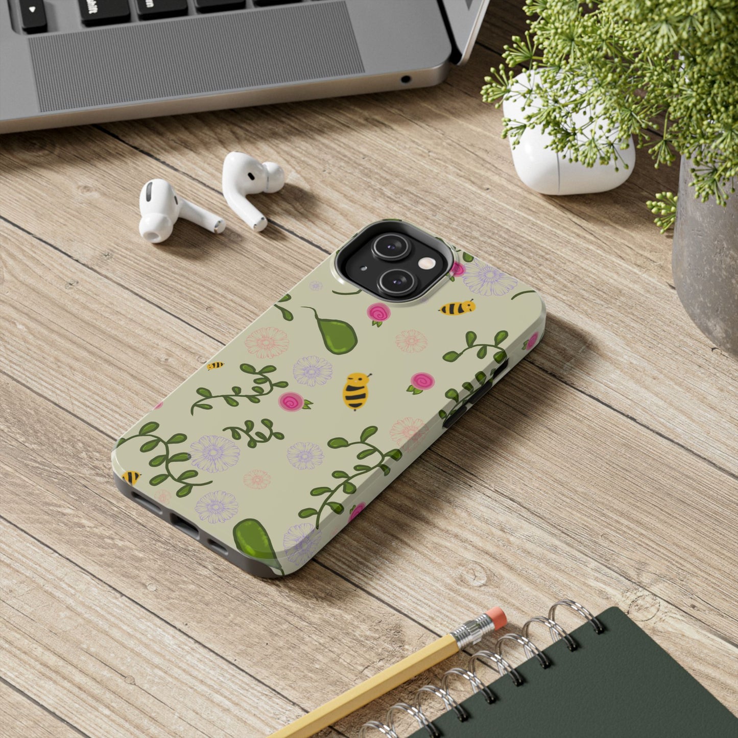 Phone Case - Bees and Flowers Seamless Pattern