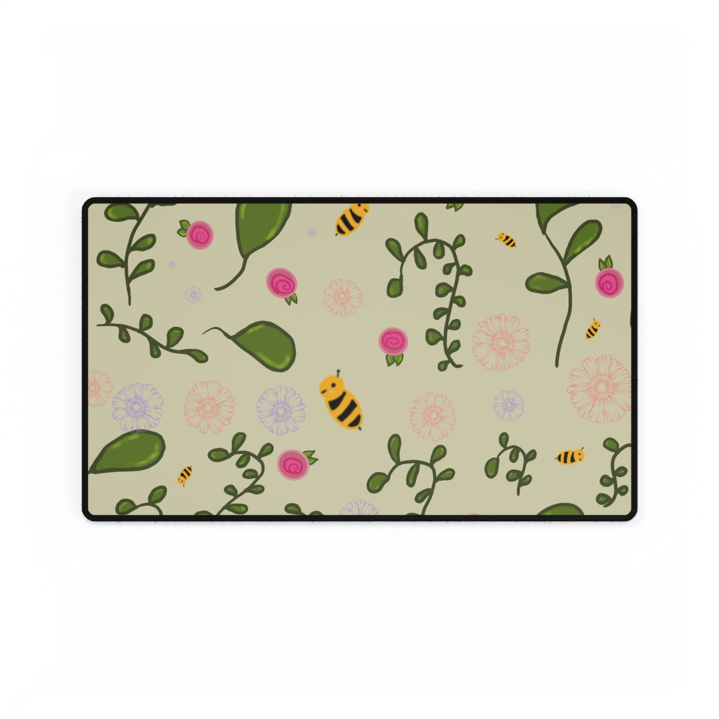 Desk Mat Kawaii Bees and Flowers