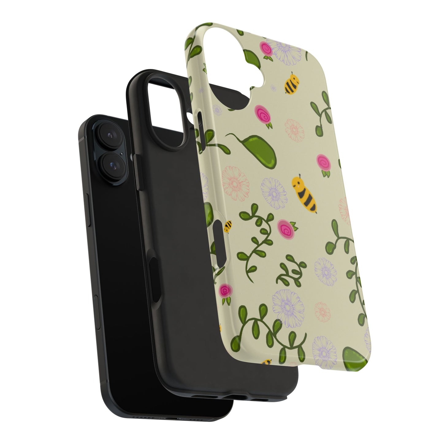 Phone Case - Bees and Flowers Seamless Pattern