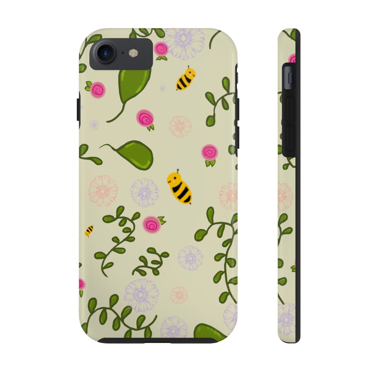 Phone Case - Bees and Flowers Seamless Pattern