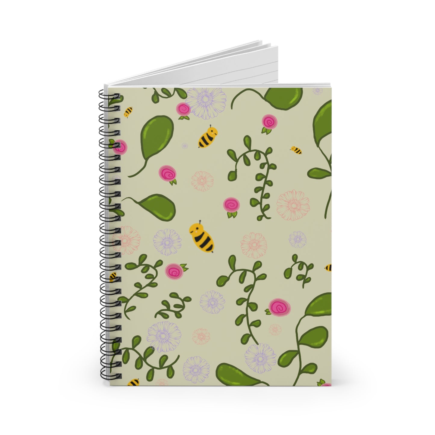 Floral Bee Spiral Notebook