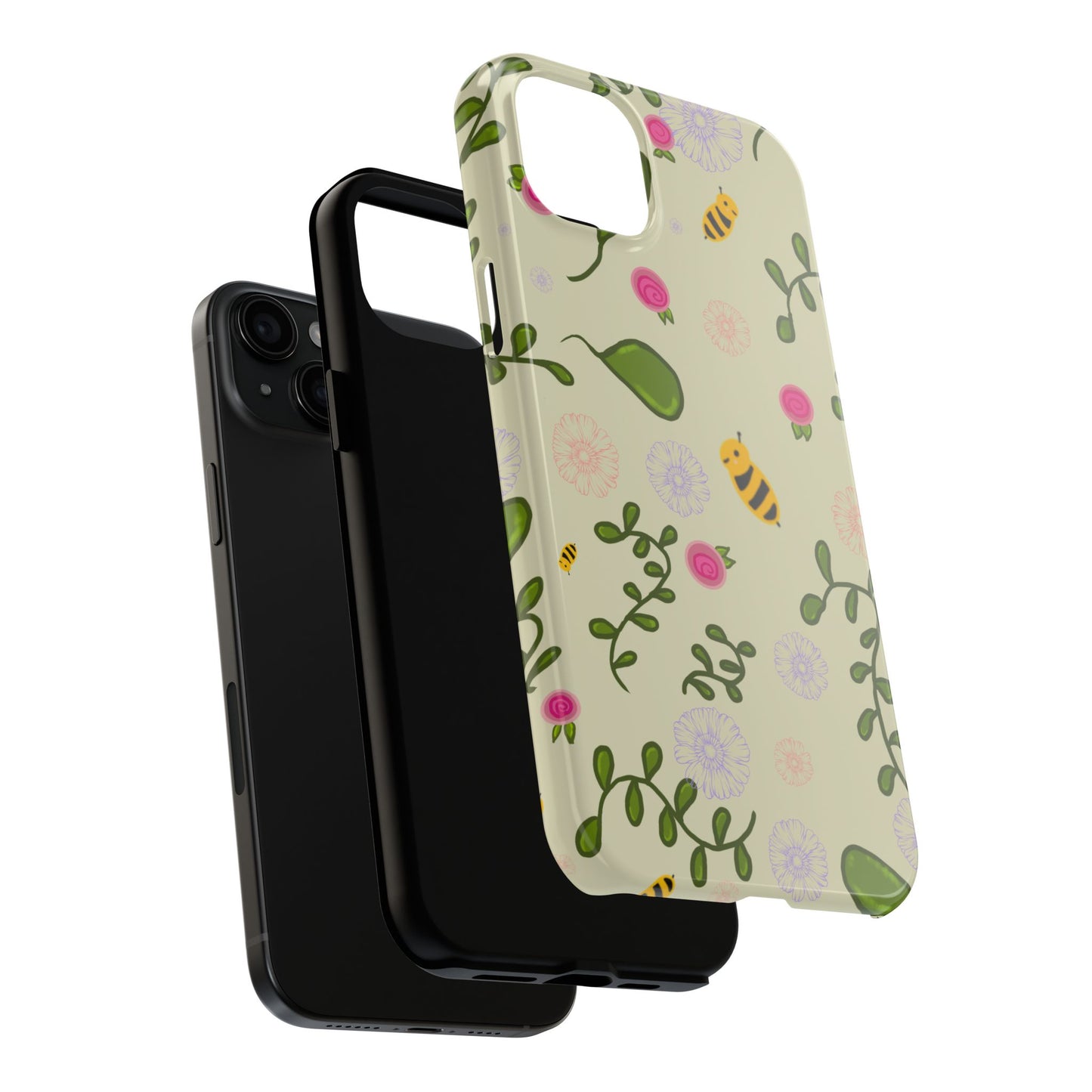Phone Case - Bees and Flowers Seamless Pattern