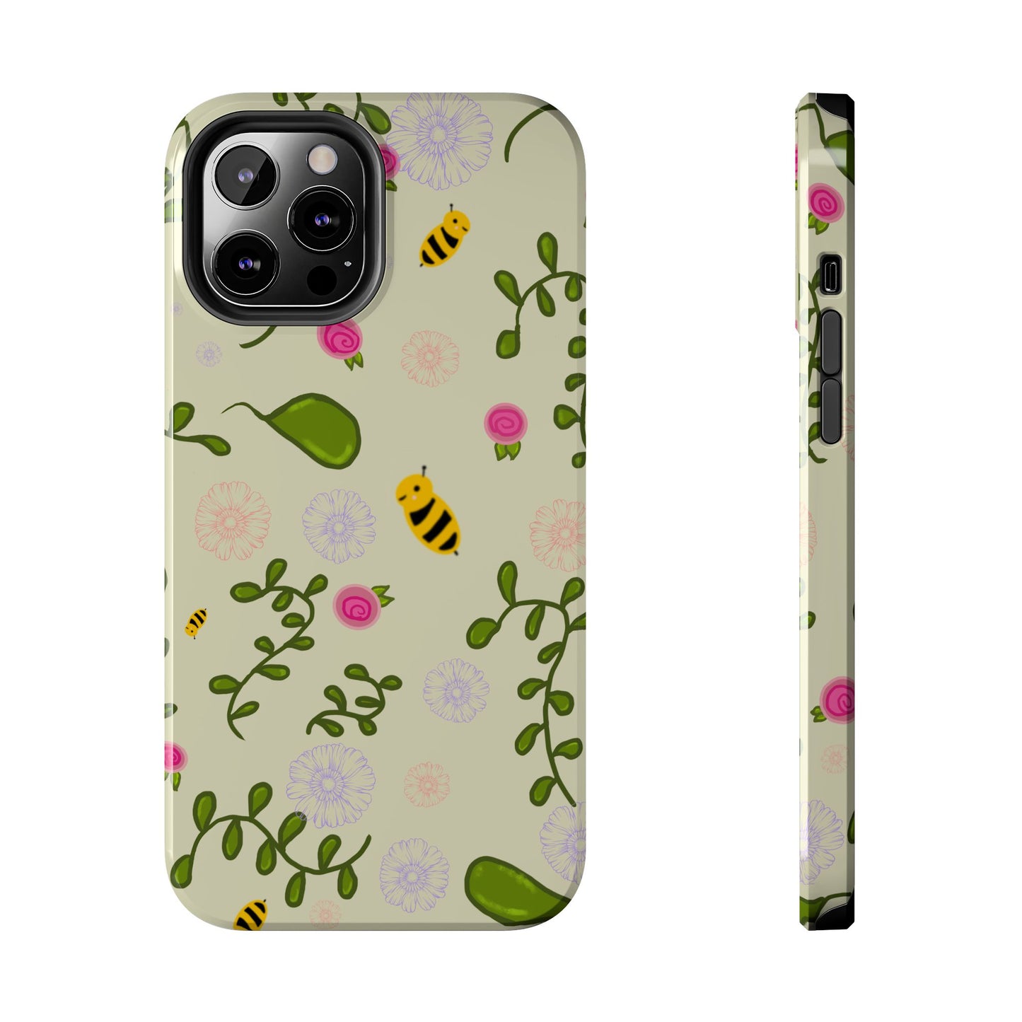 Phone Case - Bees and Flowers Seamless Pattern