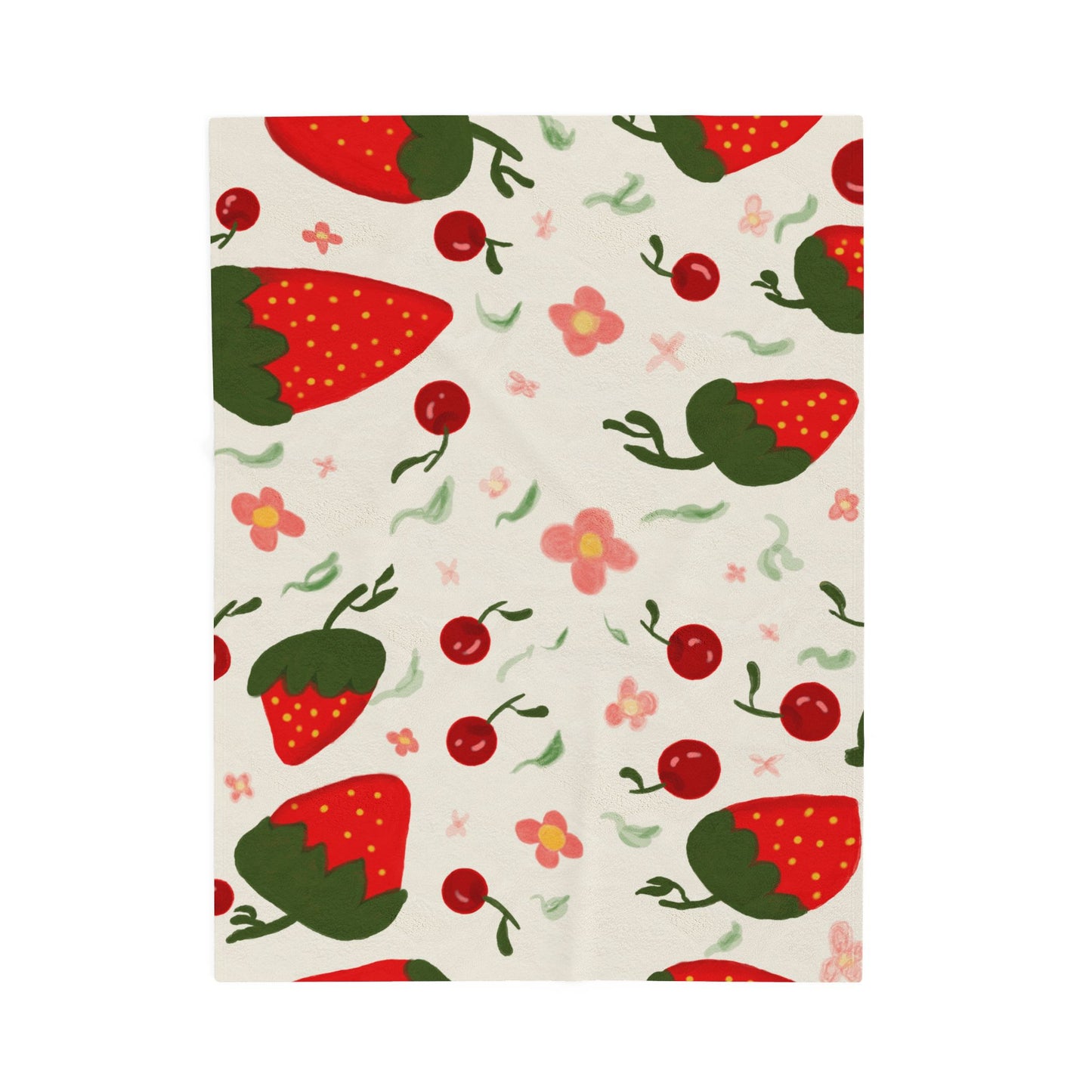 Cozy Strawberry Plush Blanket – Soft Velveteen Throw for Home Décor