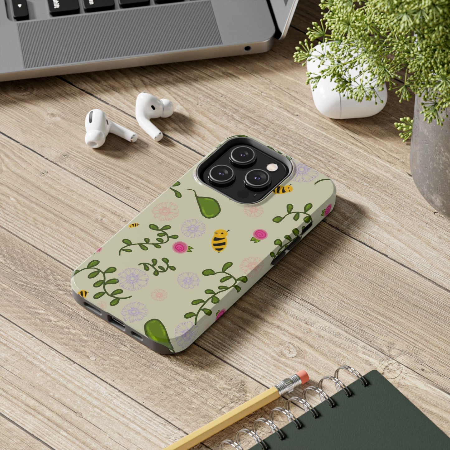 Phone Case - Bees and Flowers Seamless Pattern