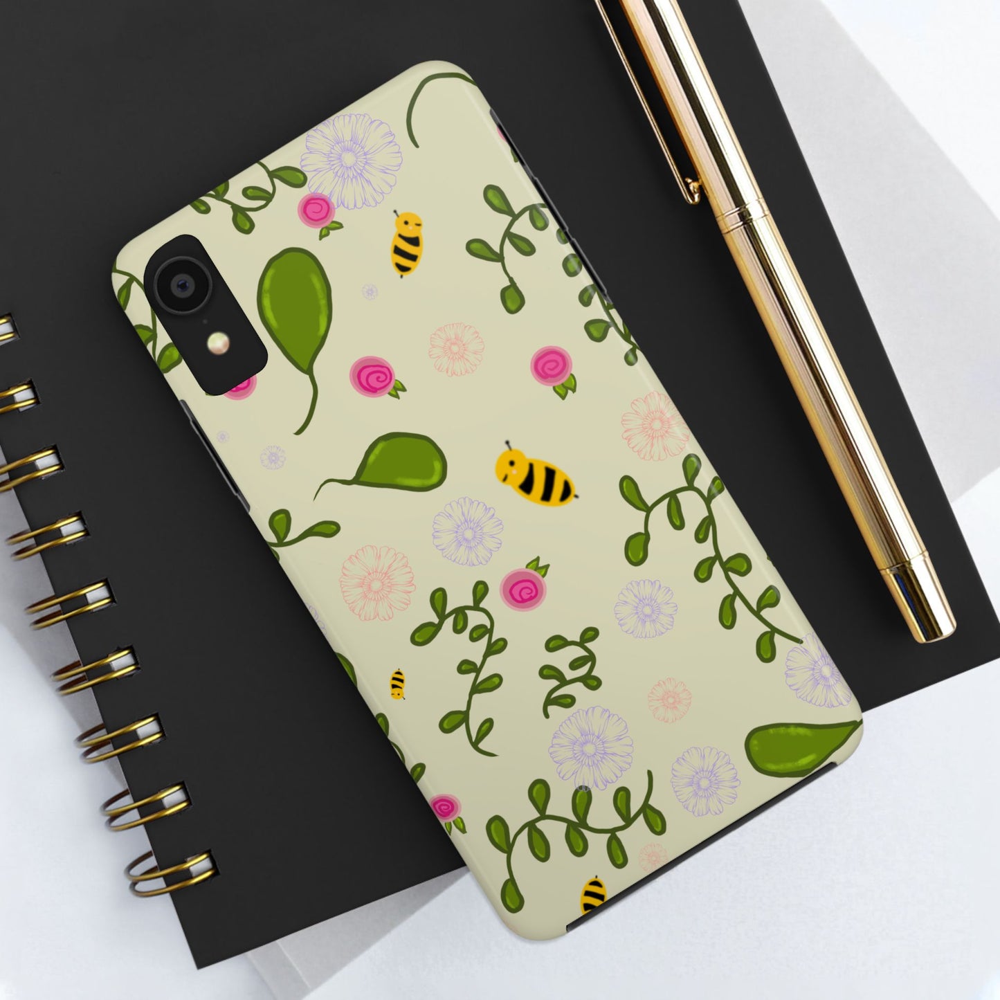 Phone Case - Bees and Flowers Seamless Pattern