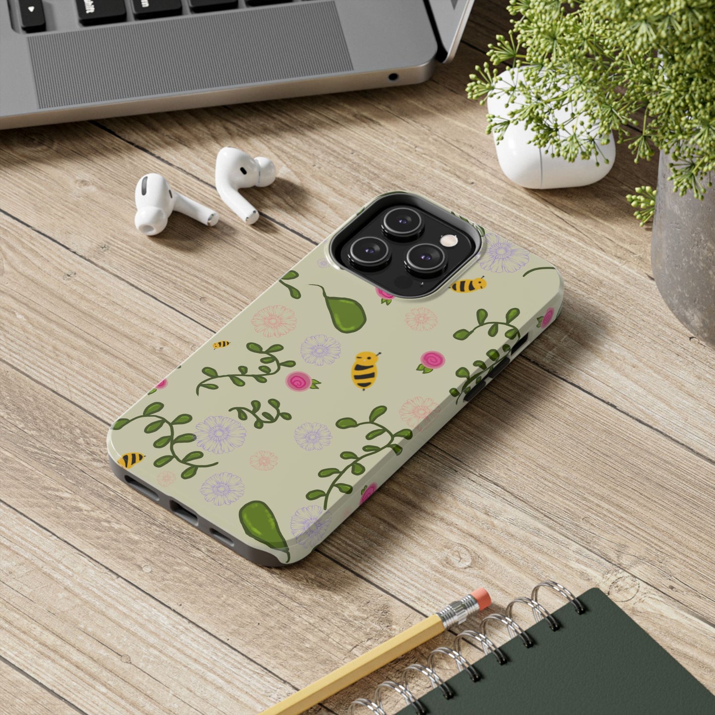 Phone Case - Bees and Flowers Seamless Pattern