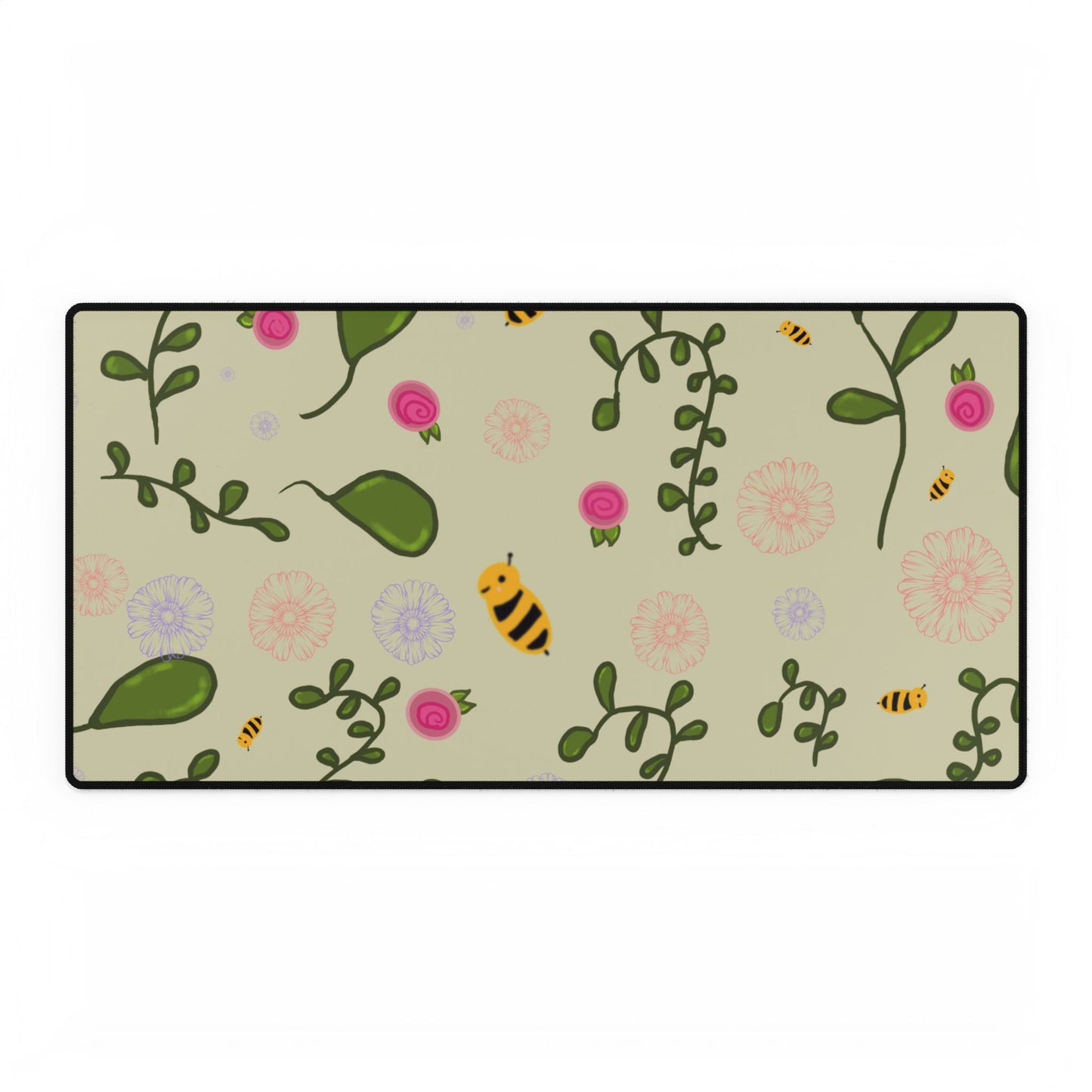 Desk Mat Kawaii Bees and Flowers