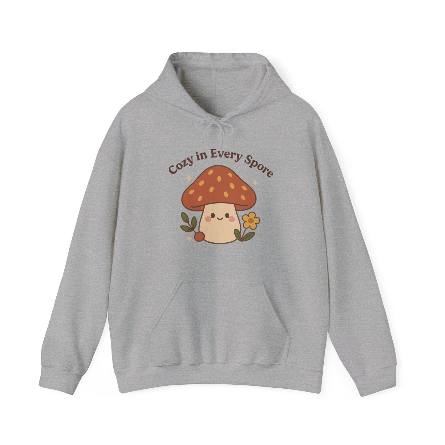 Cozy Mushroom Hoodie - Unisex Heavy Blend™ Sweatshirt with 'Cozy in Every Spore' Design