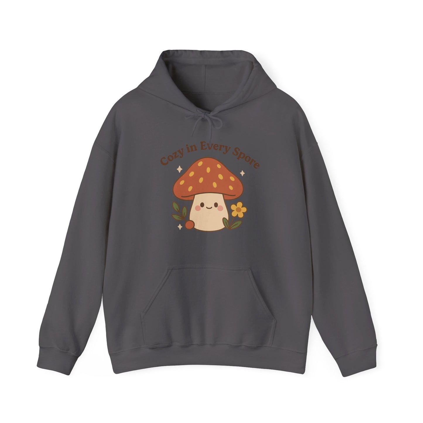 Cozy Mushroom Hoodie - Unisex Heavy Blend™ Sweatshirt with 'Cozy in Every Spore' Design