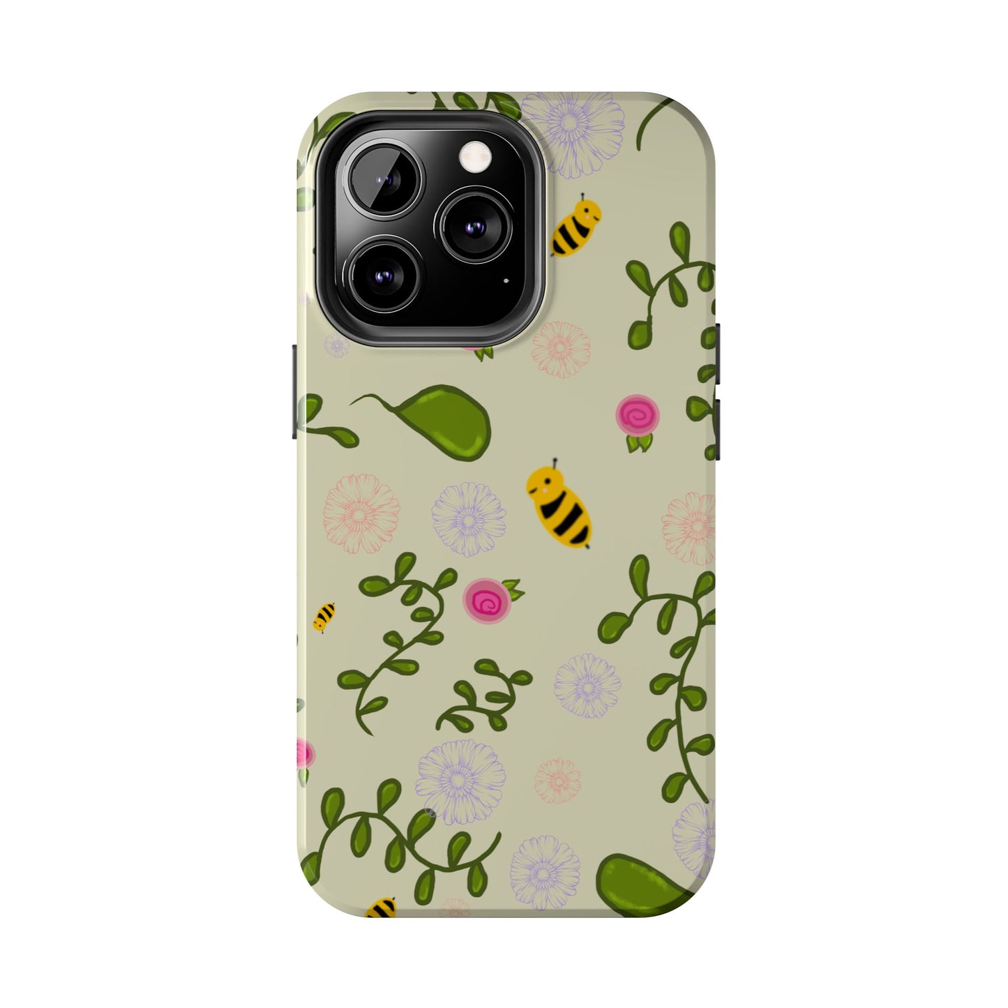 Phone Case - Bees and Flowers Seamless Pattern