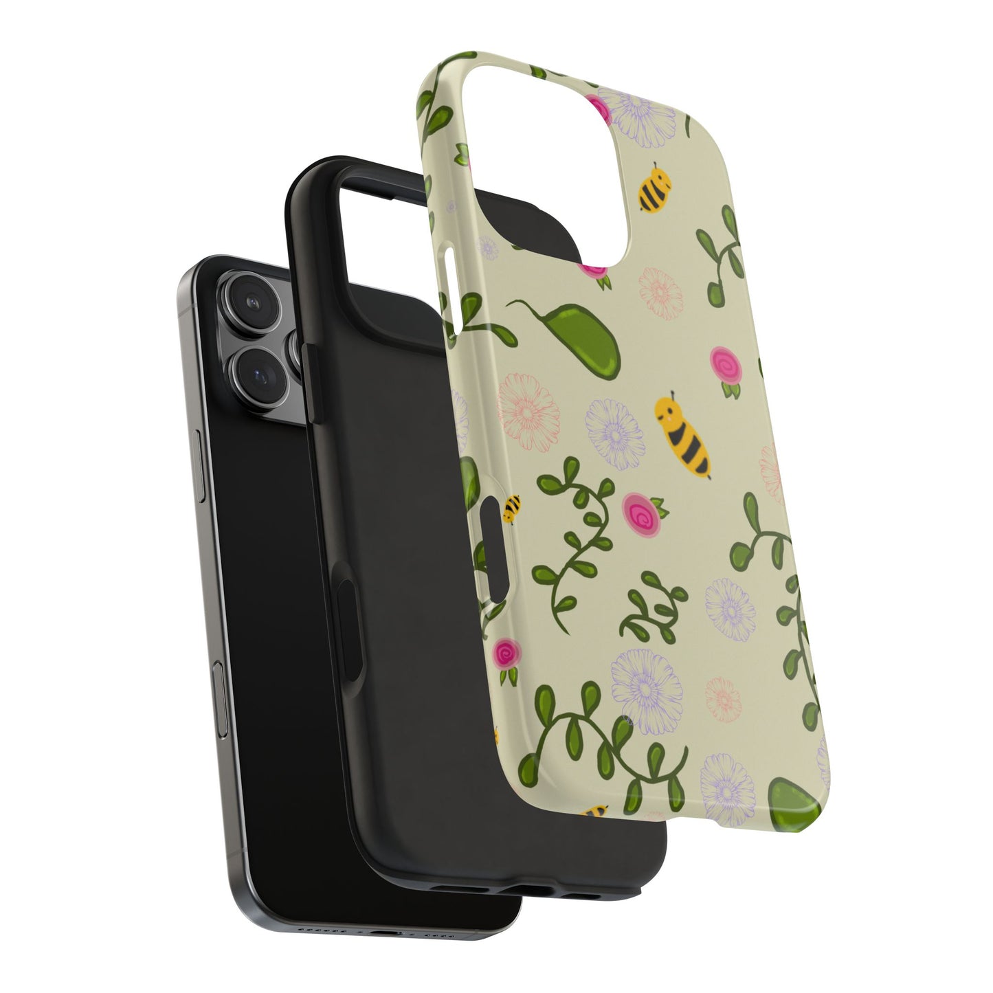 Phone Case - Bees and Flowers Seamless Pattern