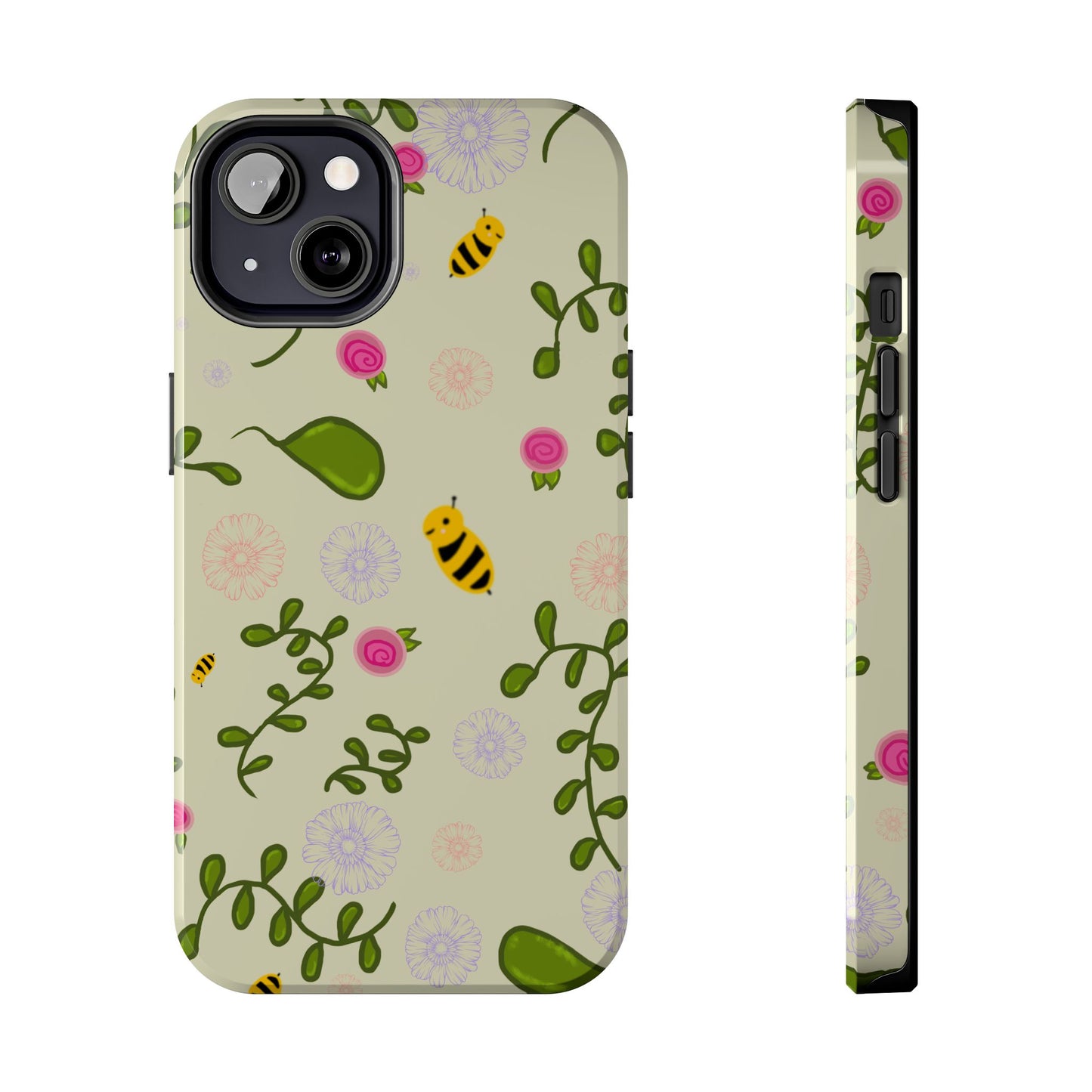 Phone Case - Bees and Flowers Seamless Pattern