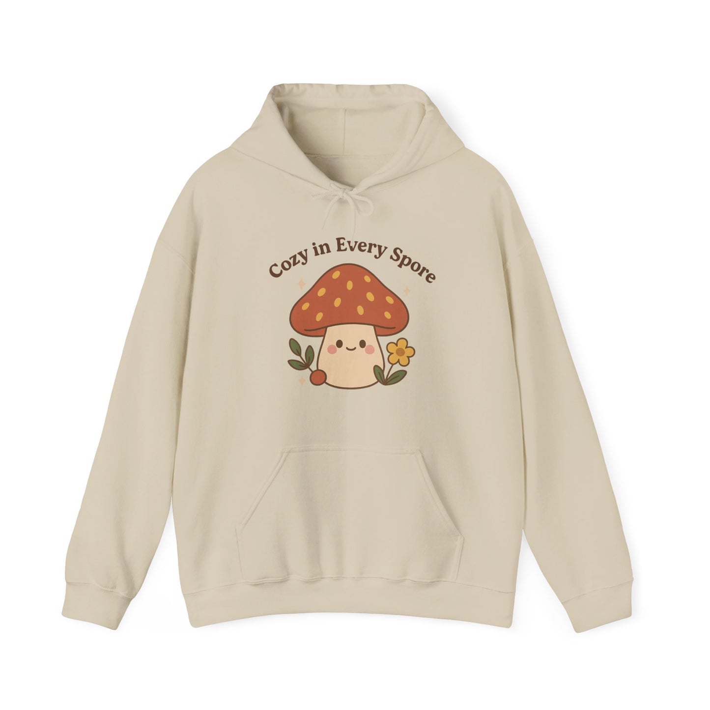 Cozy Mushroom Hoodie - Unisex Heavy Blend™ Sweatshirt with 'Cozy in Every Spore' Design