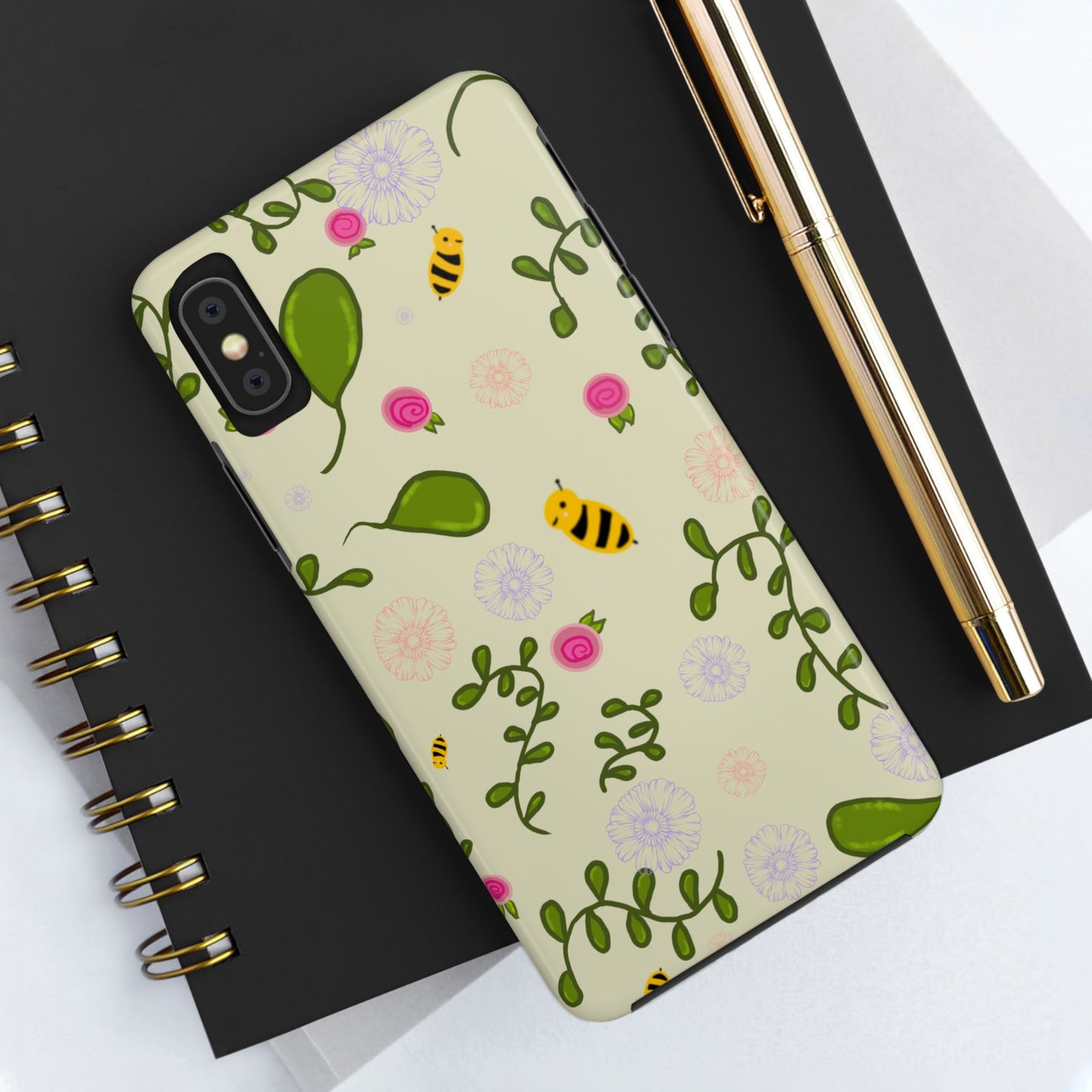 Phone Case - Bees and Flowers Seamless Pattern