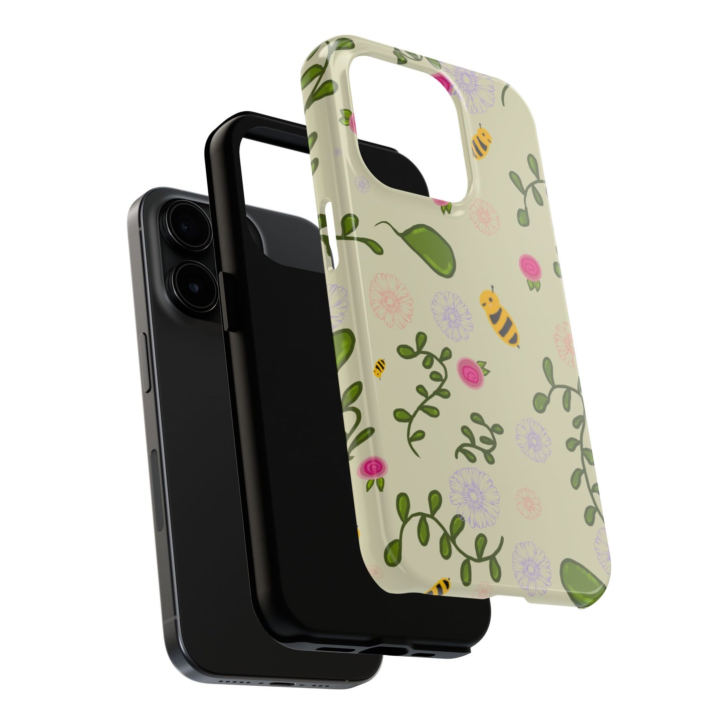 Phone Case - Bees and Flowers Seamless Pattern