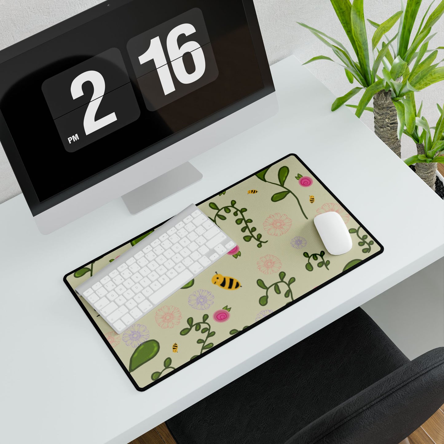 Desk Mat Kawaii Bees and Flowers