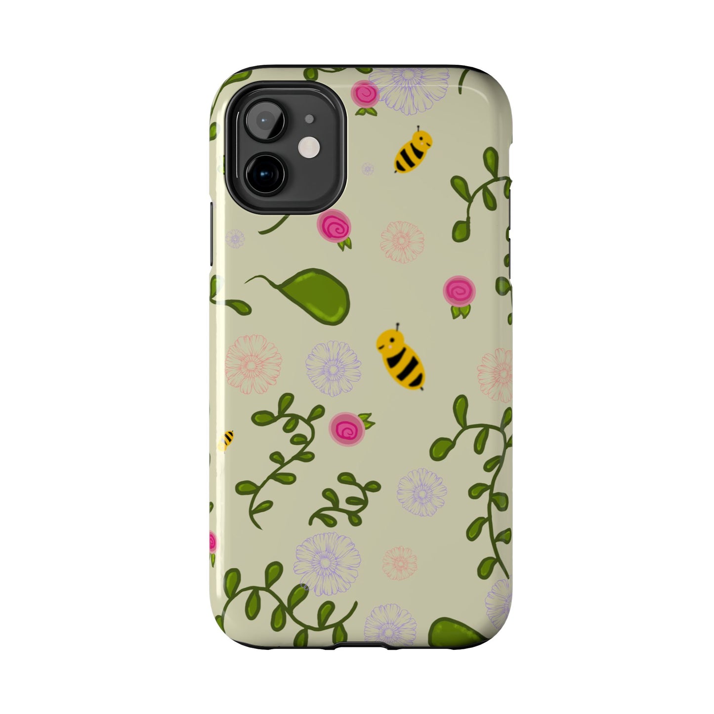 Phone Case - Bees and Flowers Seamless Pattern