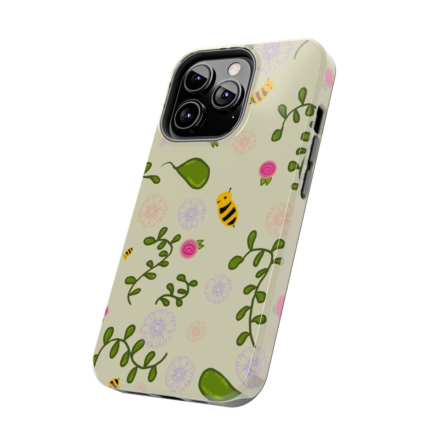 Phone Case - Bees and Flowers Seamless Pattern