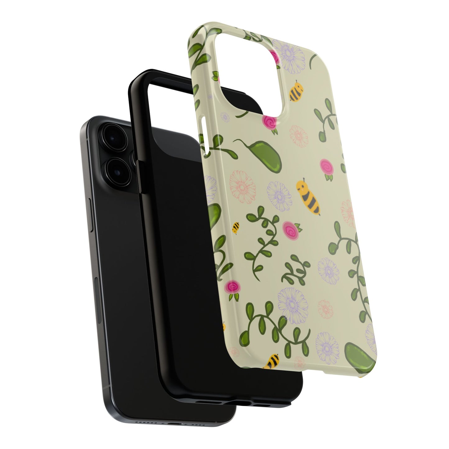 Phone Case - Bees and Flowers Seamless Pattern