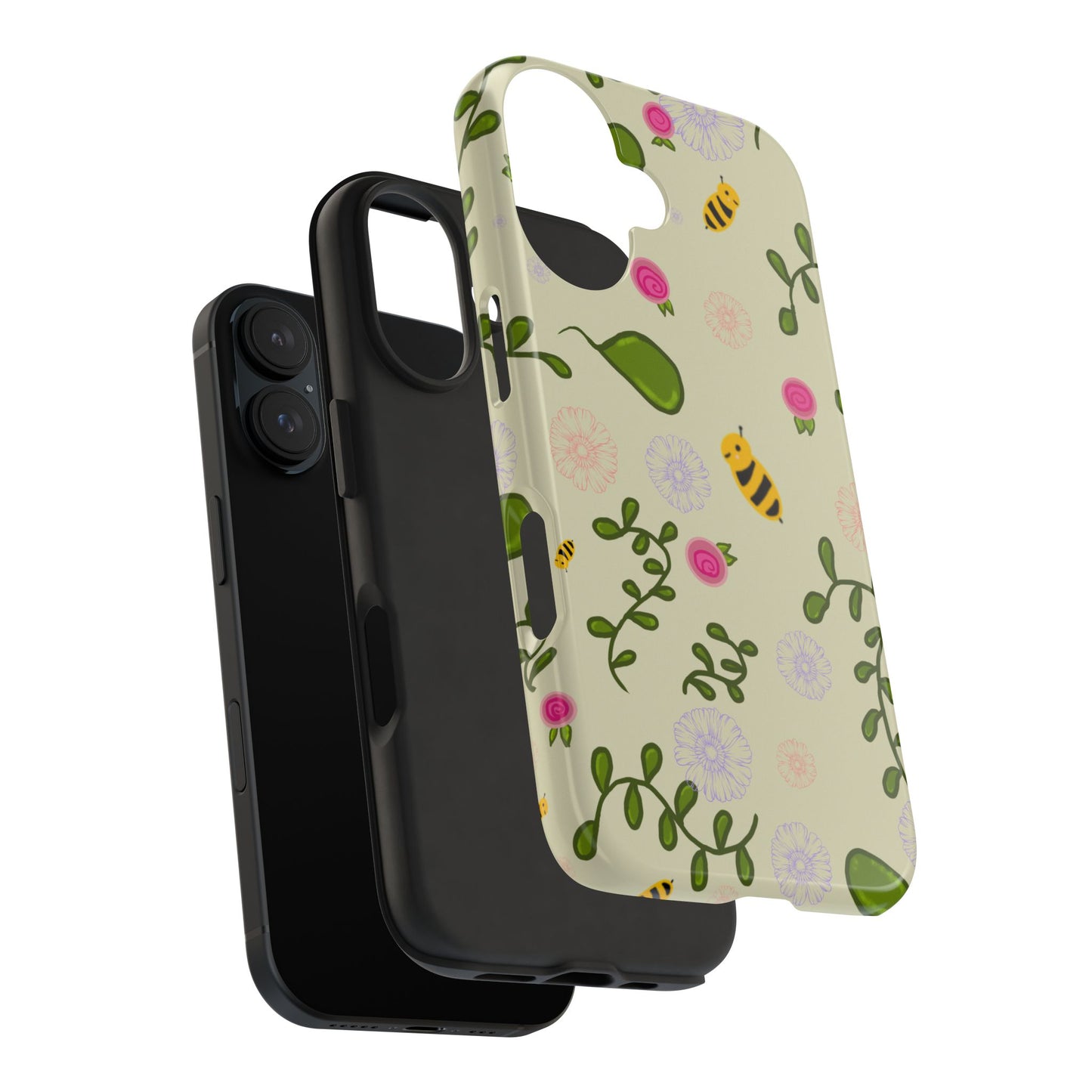 Phone Case - Bees and Flowers Seamless Pattern