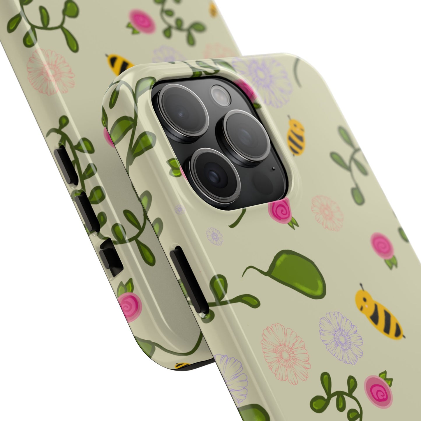 Phone Case - Bees and Flowers Seamless Pattern