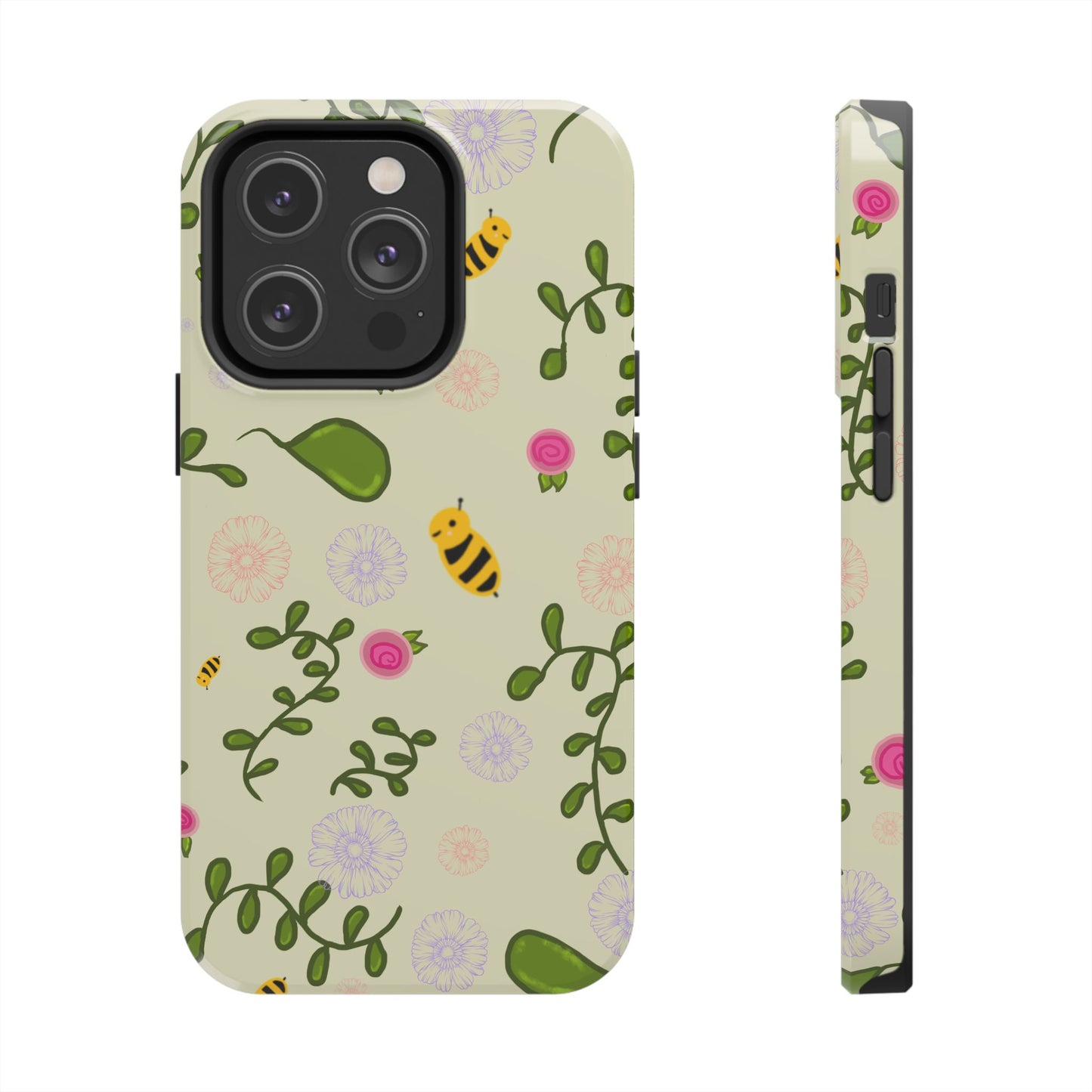 Phone Case - Bees and Flowers Seamless Pattern