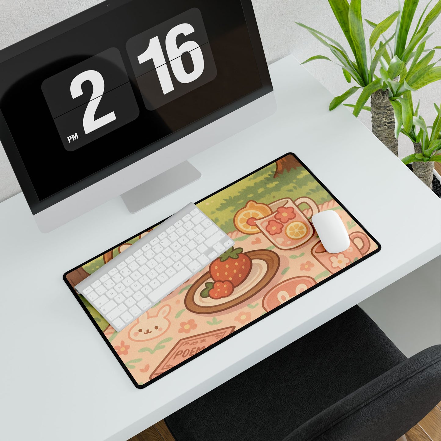 Kawaii Bunny Picnic Desk Mat – Cute Pastel Workspace Decor