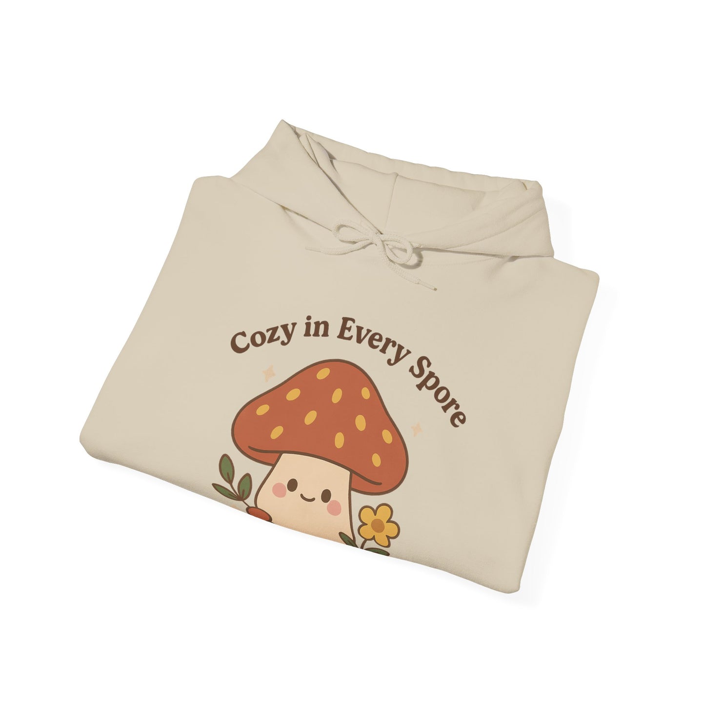 Cozy Mushroom Hoodie - Unisex Heavy Blend™ Sweatshirt with 'Cozy in Every Spore' Design
