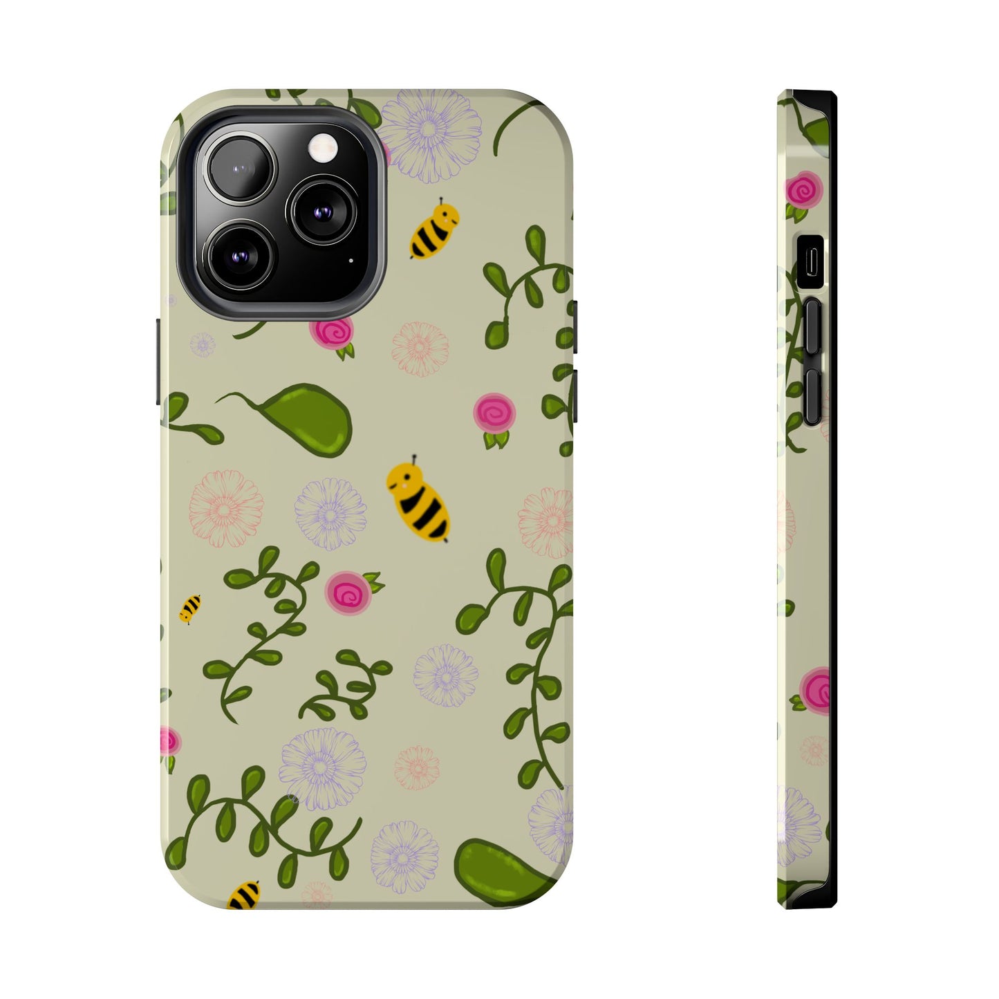 Phone Case - Bees and Flowers Seamless Pattern