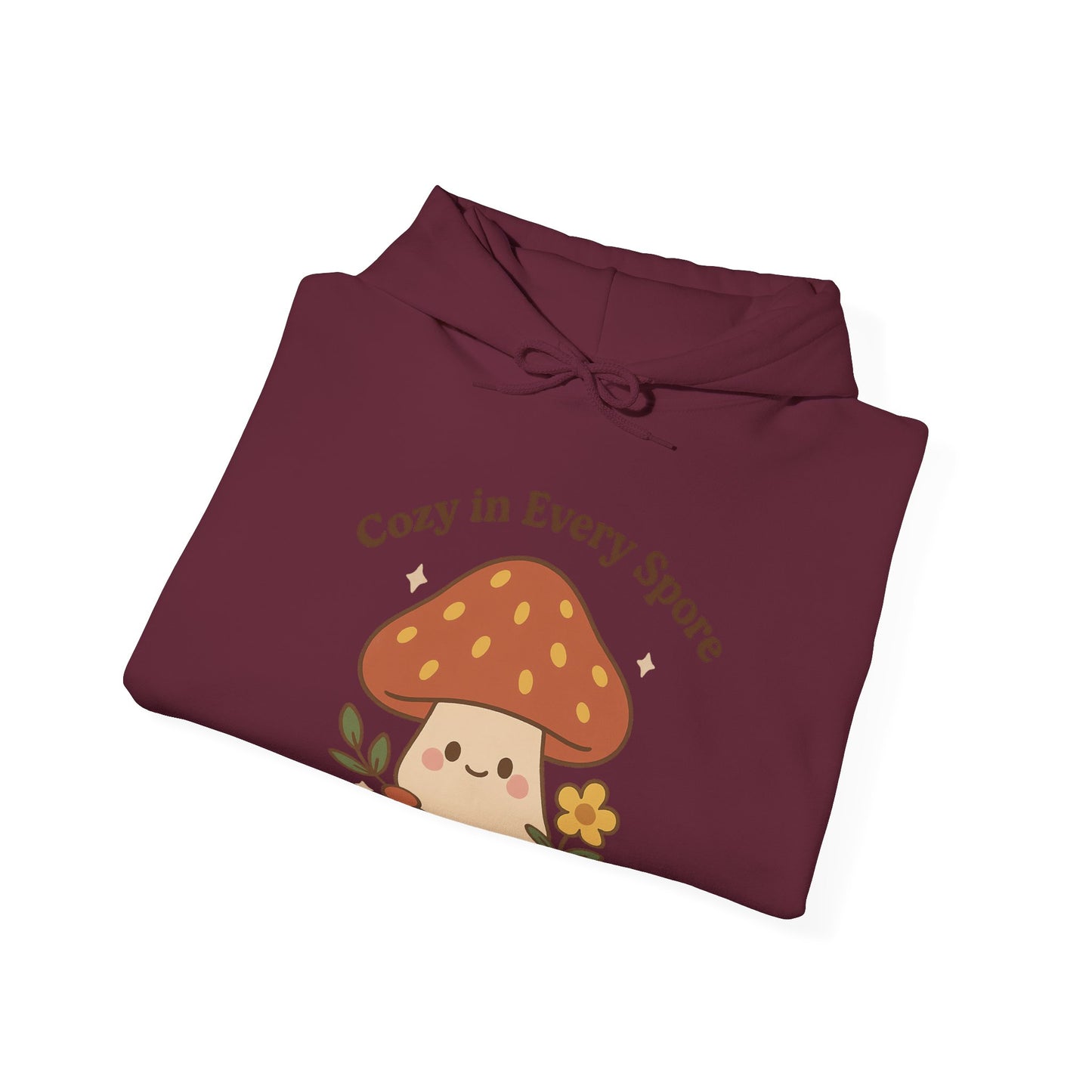 Cozy Mushroom Hoodie - Unisex Heavy Blend™ Sweatshirt with 'Cozy in Every Spore' Design