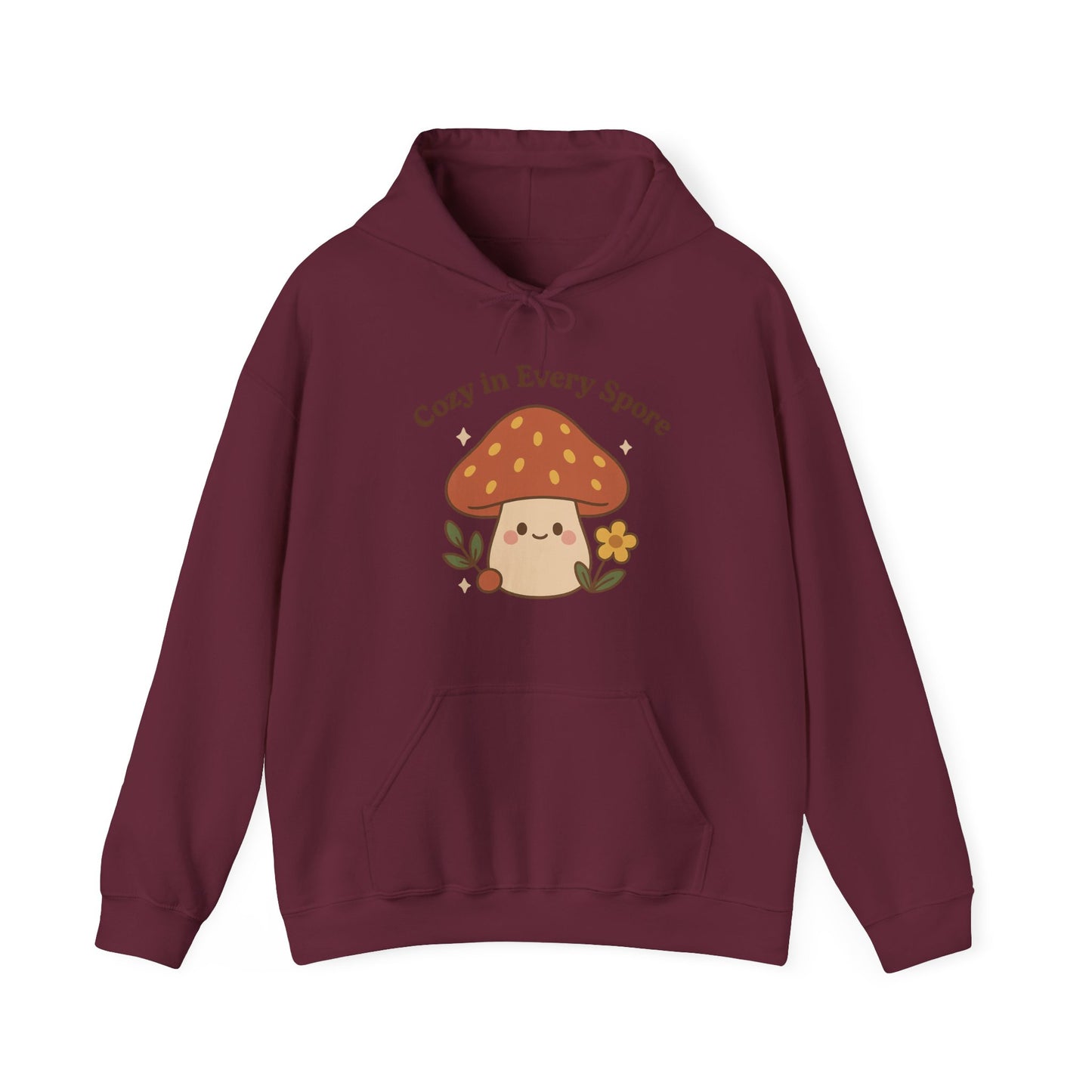 Cozy Mushroom Hoodie - Unisex Heavy Blend™ Sweatshirt with 'Cozy in Every Spore' Design