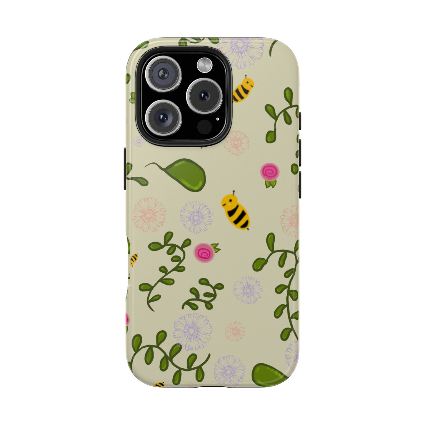 Phone Case - Bees and Flowers Seamless Pattern