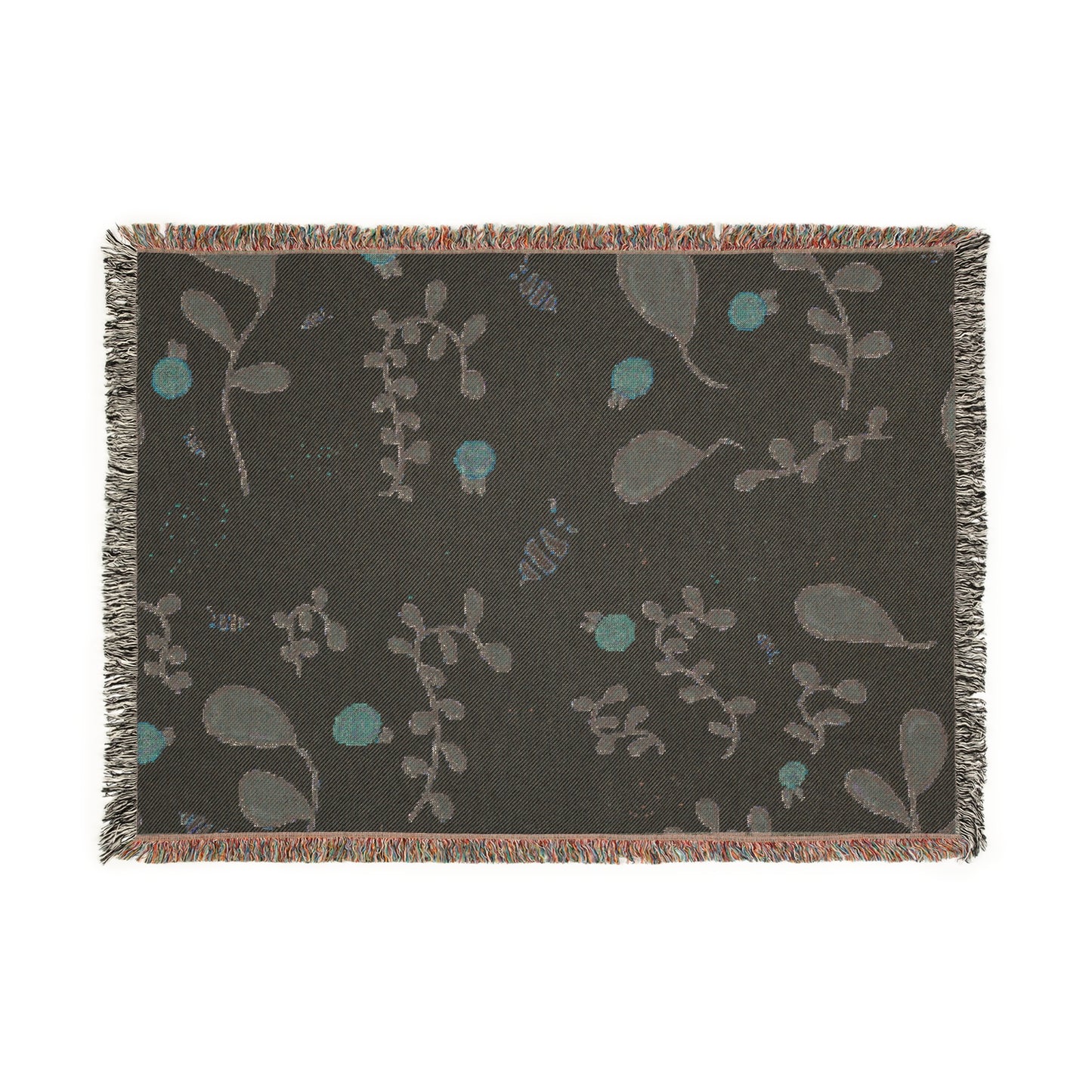 Woven Blanket - Botanical Cozy Throw with Floral and Bee Design