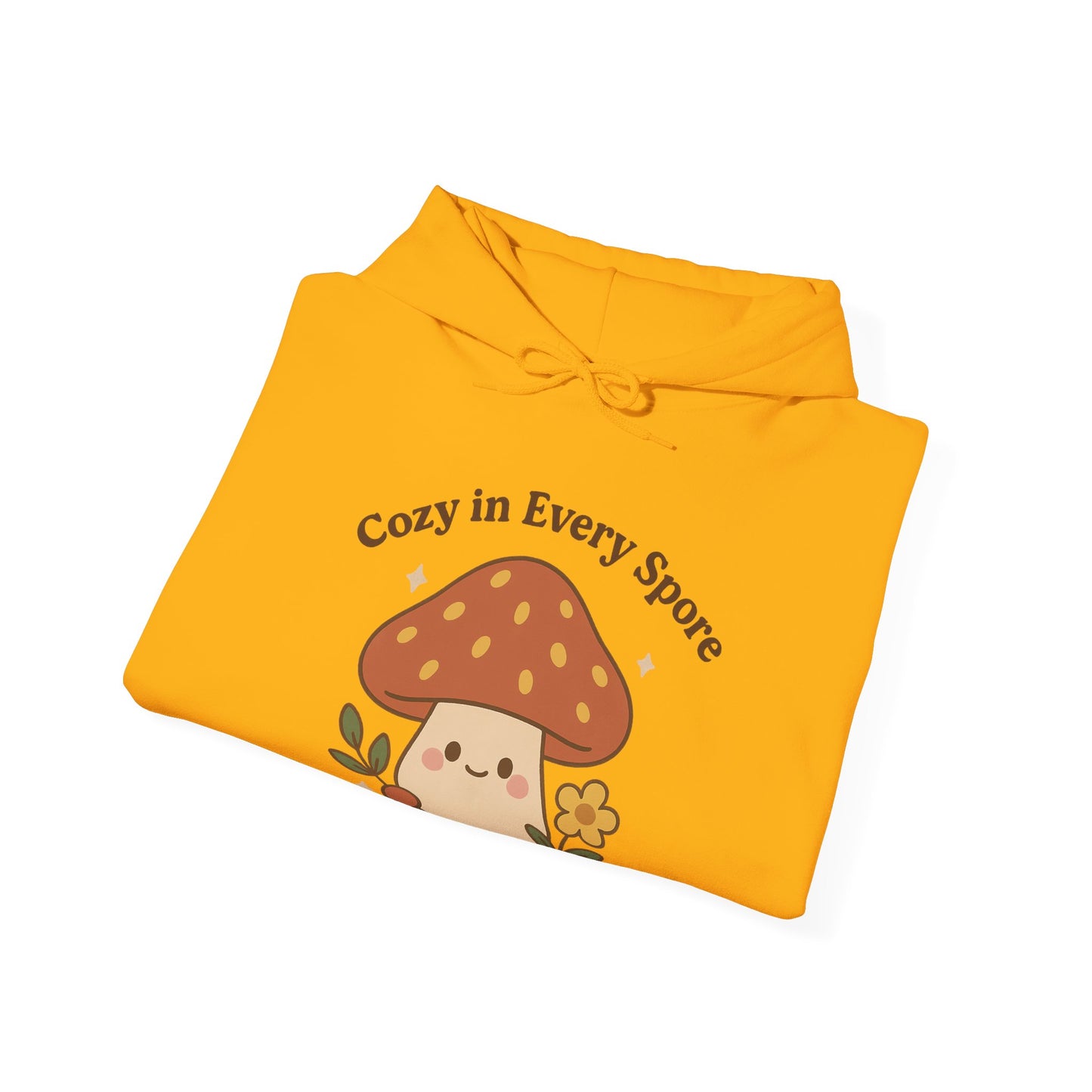 Cozy Mushroom Hoodie - Unisex Heavy Blend™ Sweatshirt with 'Cozy in Every Spore' Design
