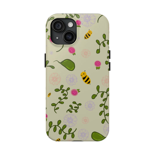 Phone Case - Bees and Flowers Seamless Pattern