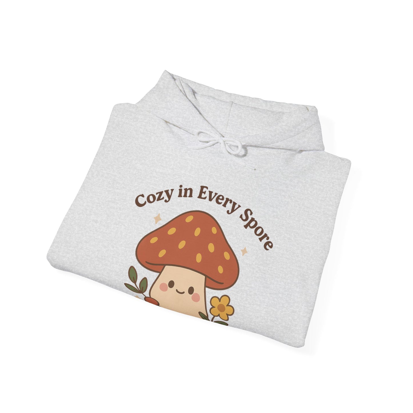 Cozy Mushroom Hoodie - Unisex Heavy Blend™ Sweatshirt with 'Cozy in Every Spore' Design