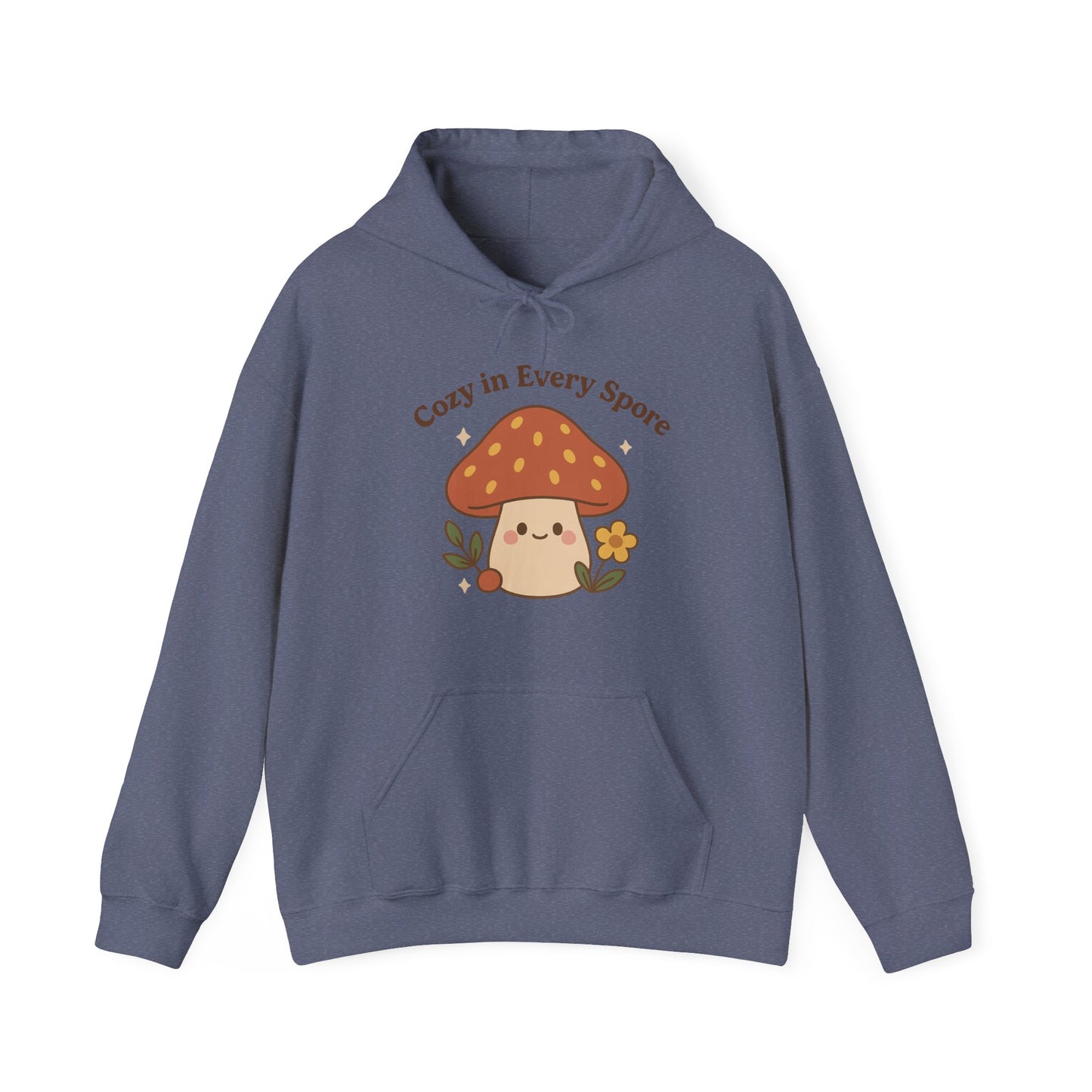 Cozy Mushroom Hoodie - Unisex Heavy Blend™ Sweatshirt with 'Cozy in Every Spore' Design