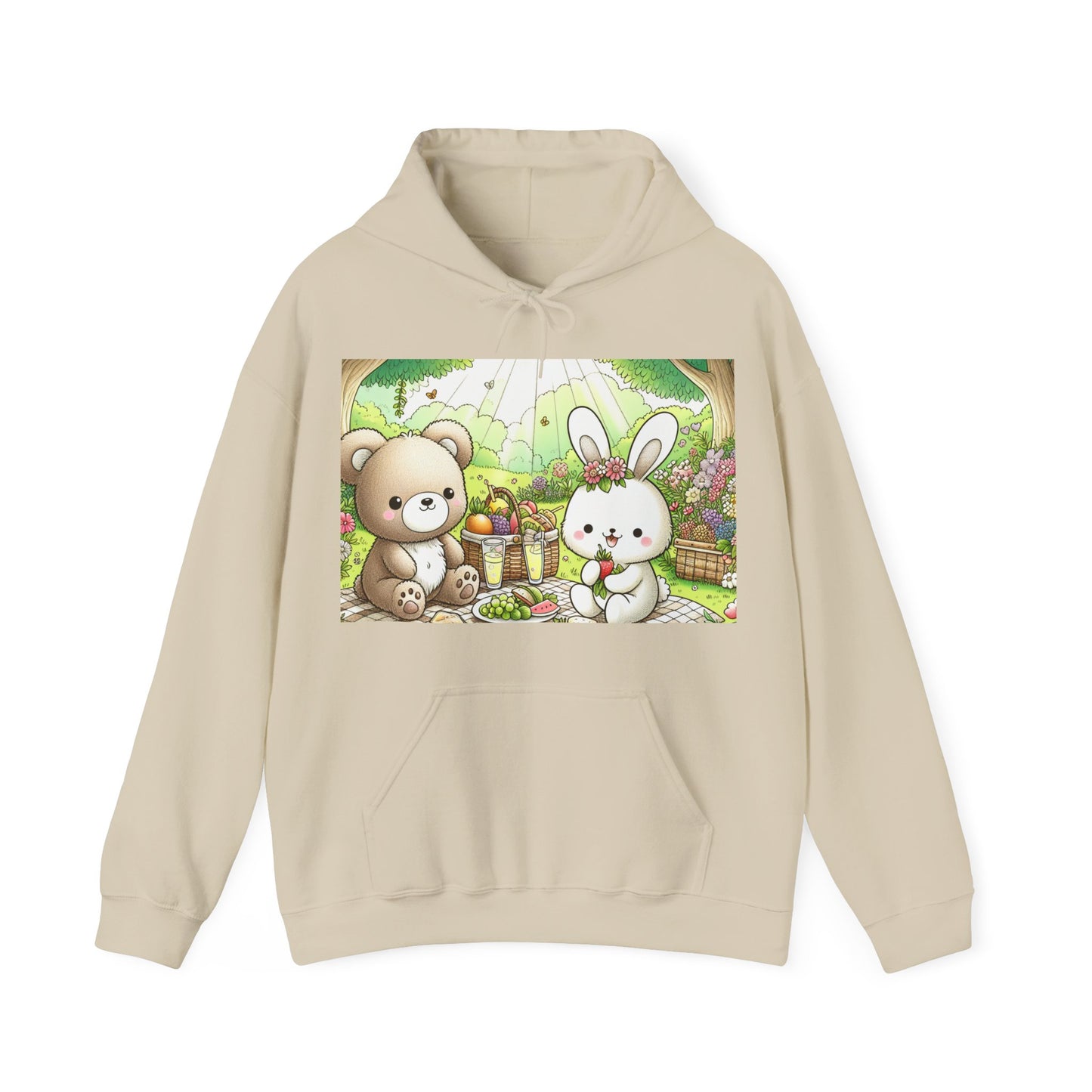 Cute Picnic Friends Hoodie - Cozy Unisex Heavy Blend Sweatshirt