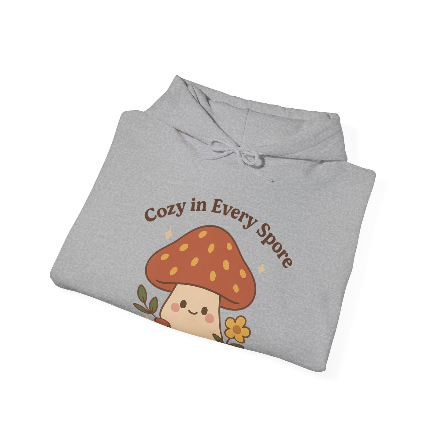 Cozy Mushroom Hoodie - Unisex Heavy Blend™ Sweatshirt with 'Cozy in Every Spore' Design