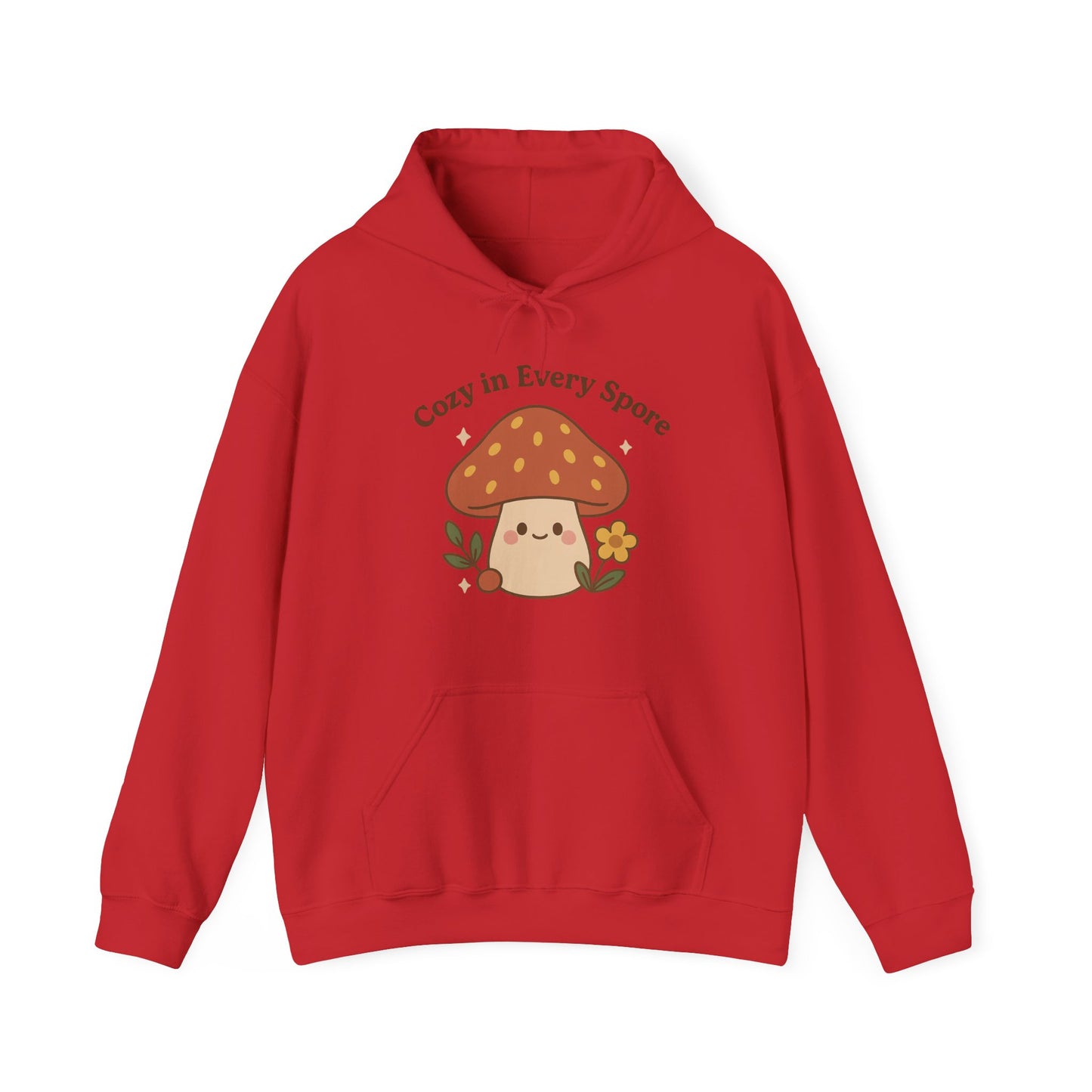 Cozy Mushroom Hoodie - Unisex Heavy Blend™ Sweatshirt with 'Cozy in Every Spore' Design