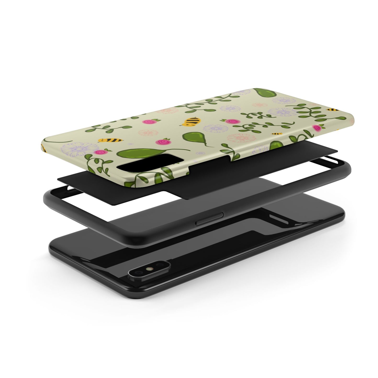 Phone Case - Bees and Flowers Seamless Pattern