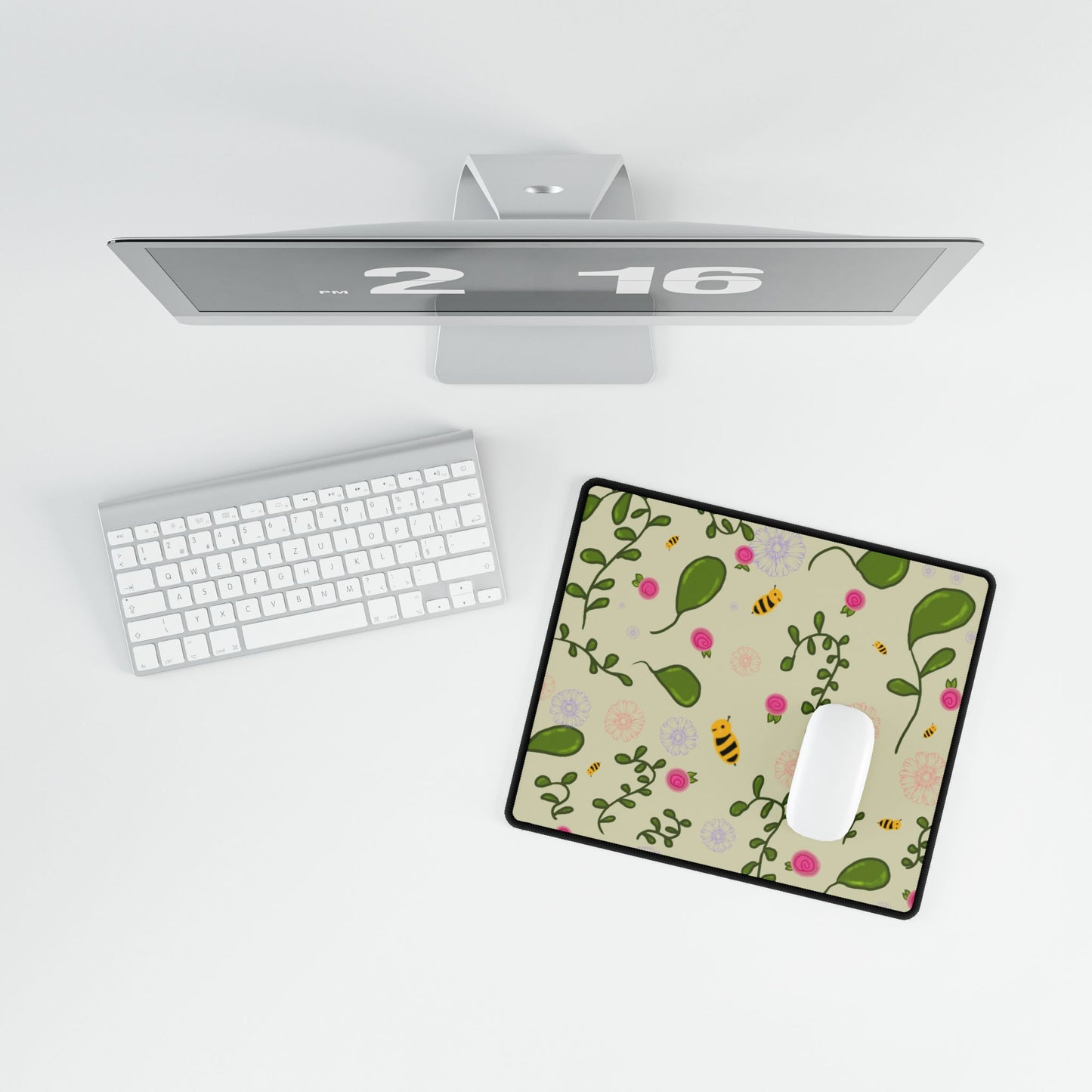 Desk Mat Kawaii Bees and Flowers